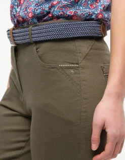 Christine Laure Jeans|Slims*Jean slim vert kaki coton