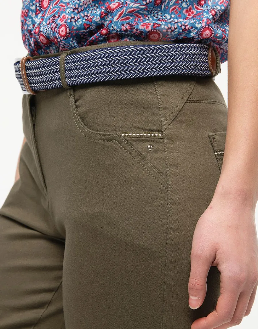 Christine Laure Jeans|Slims*Jean slim vert kaki coton