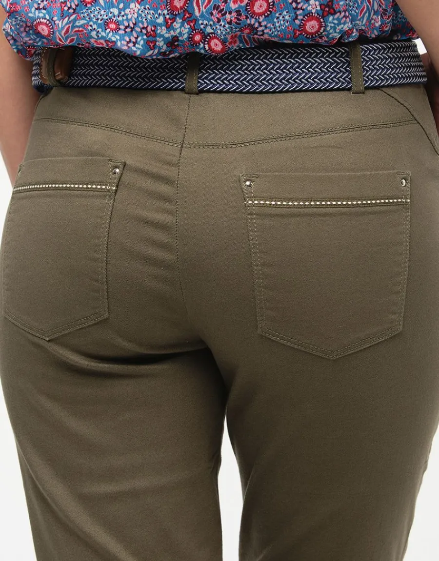 Christine Laure Jeans|Slims*Jean slim vert kaki coton