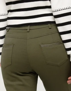 Christine Laure Ajustés|Pantalons*Jegging 7/8e vert kaki