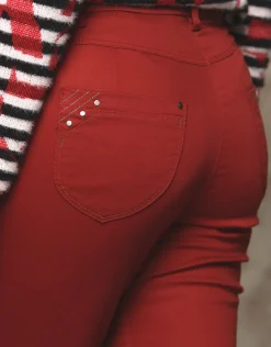 Christine Laure Ajustés|Pantalons*Jegging rouge coton