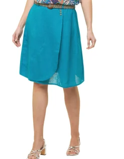 Christine Laure Jupes|Robes & Jupes*Jupe 100% lin bleu