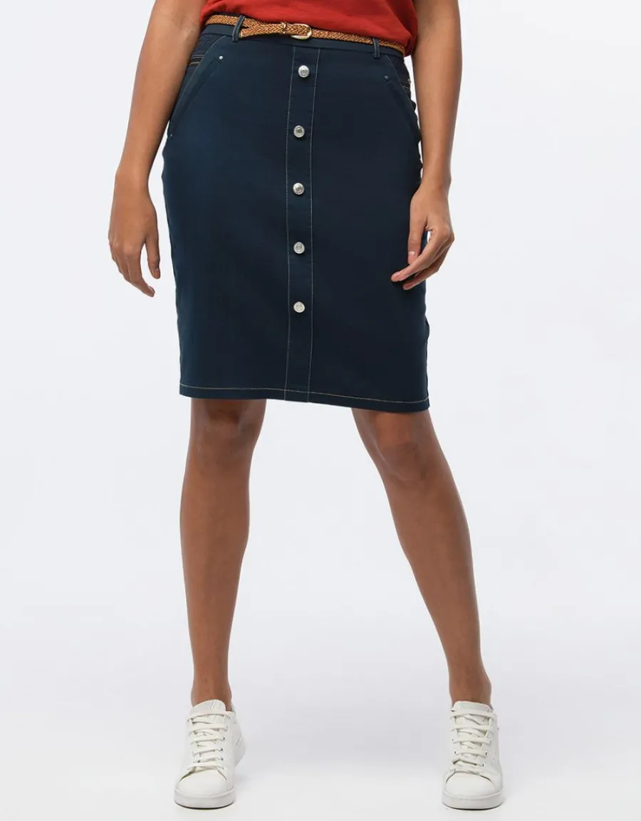 Christine Laure Robes & Jupes|Jupes*Jupe coton bleu marine