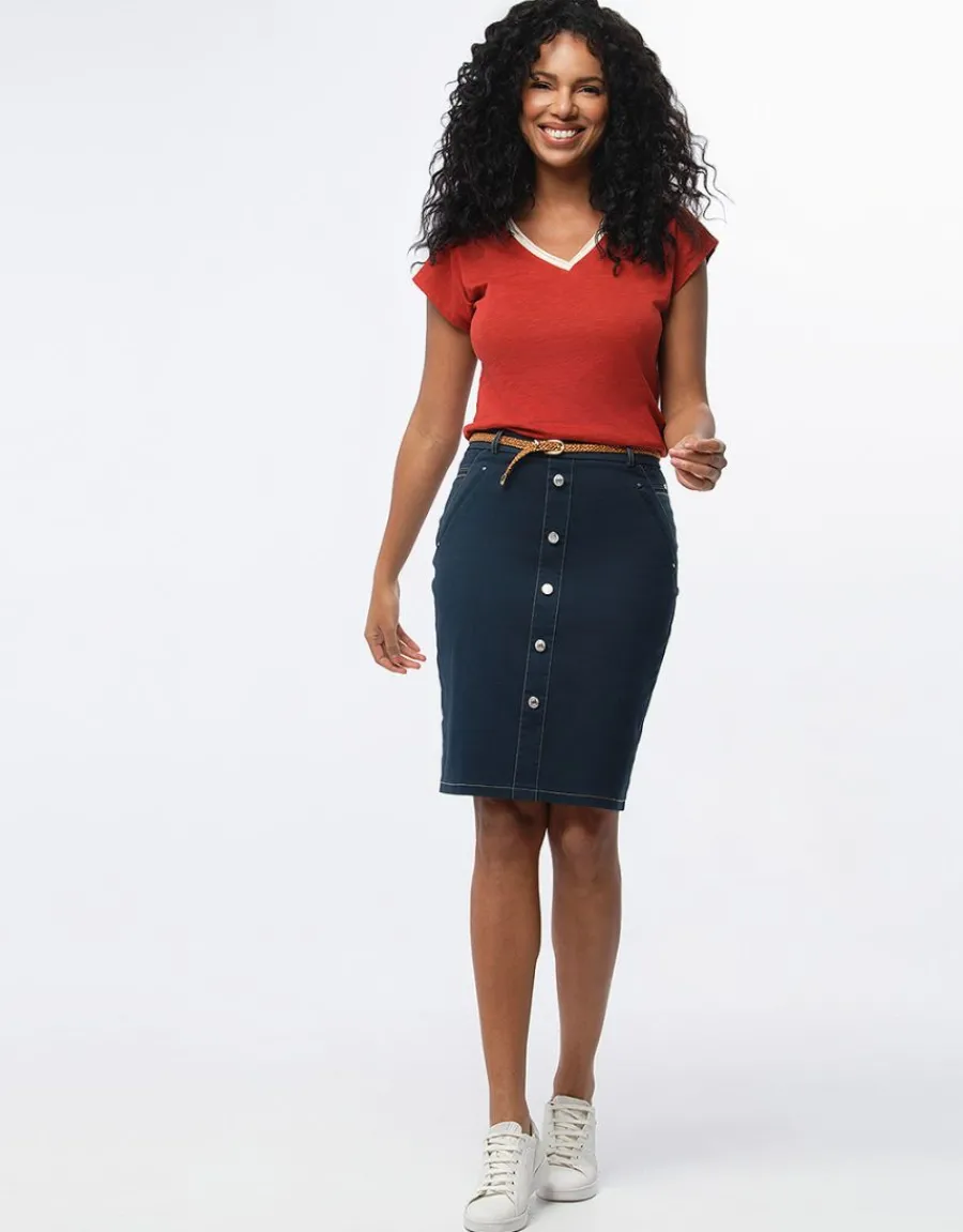 Christine Laure Robes & Jupes|Jupes*Jupe coton bleu marine