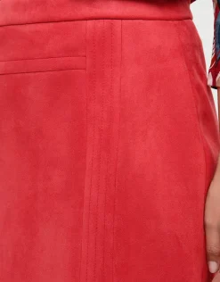 Christine Laure Jupes|Robes & Jupes*Jupe droite suédine rouge