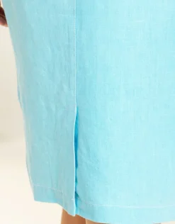 Christine Laure Jupes|Robes & Jupes*Jupe lin bleu turquoise