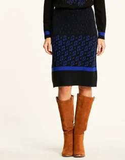 Christine Laure Jupes|Robes & Jupes*Jupe maille jacquard bleu