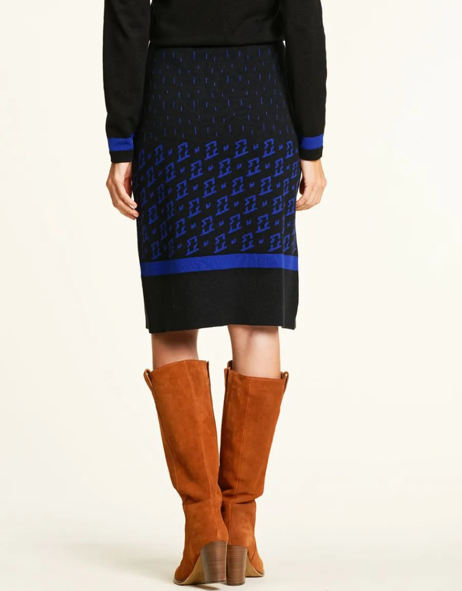 Christine Laure Jupes|Robes & Jupes*Jupe maille jacquard bleu