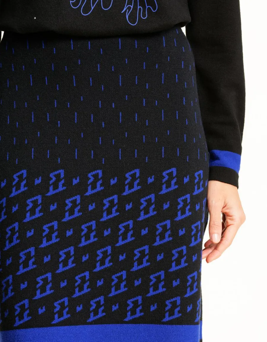 Christine Laure Jupes|Robes & Jupes*Jupe maille jacquard bleu