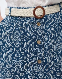 Christine Laure Jupes|Robes & Jupes*Jupe midi bleu imprimé