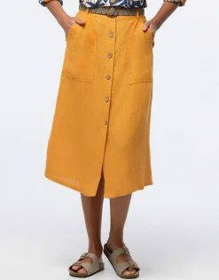 Christine Laure Jupes|Robes & Jupes*jupe midi lin ocre