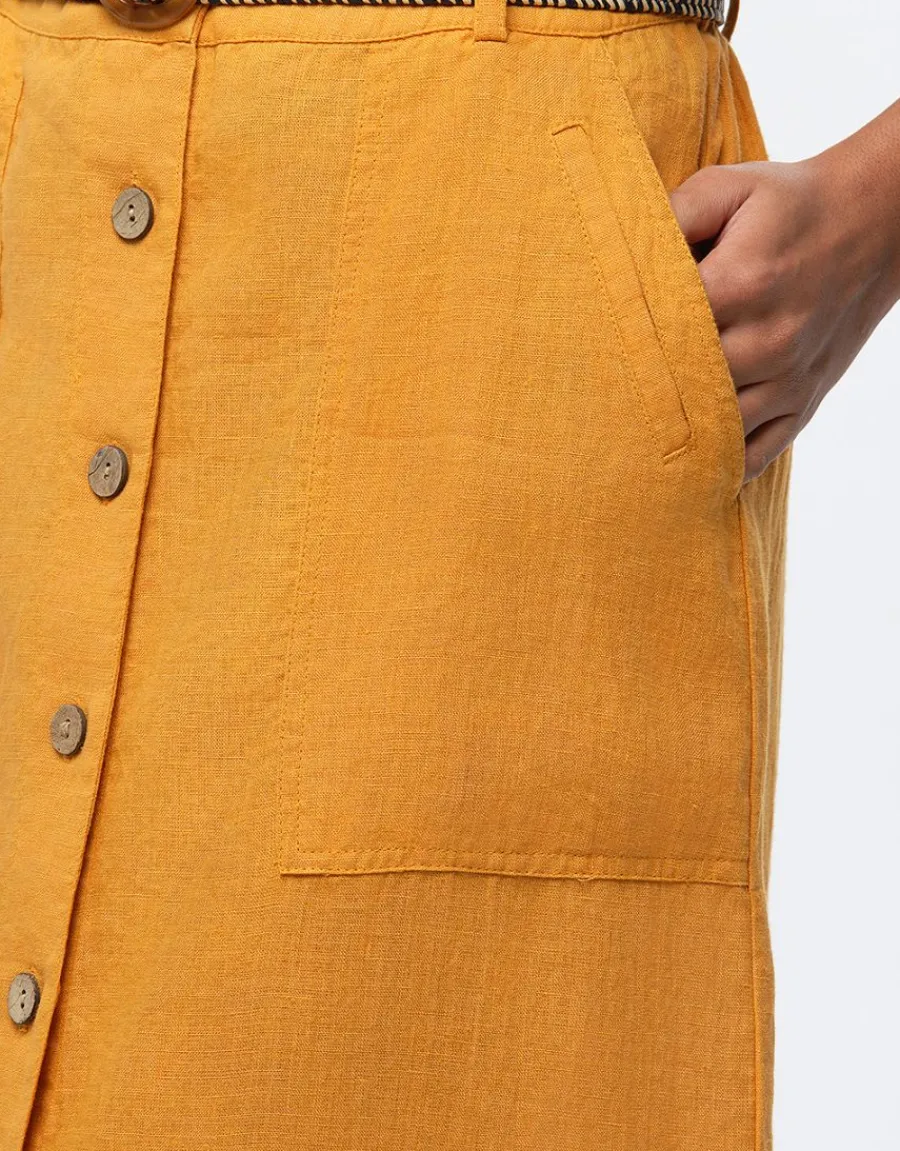 Christine Laure Jupes|Robes & Jupes*jupe midi lin ocre