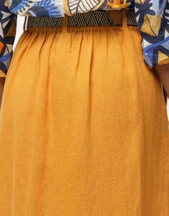 Christine Laure Jupes|Robes & Jupes*jupe midi lin ocre