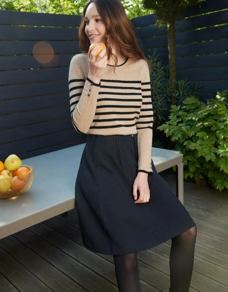 Christine Laure Jupes|Robes & Jupes*Jupe noire évasée gaufrée