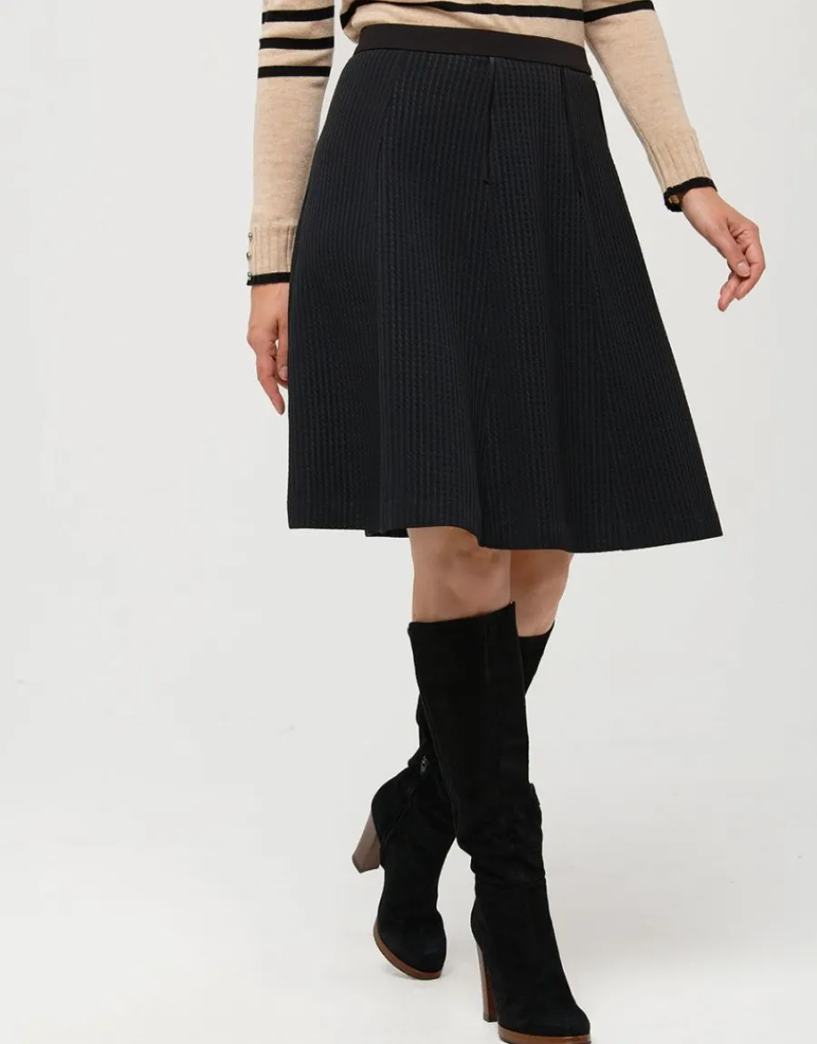 Christine Laure Jupes|Robes & Jupes*Jupe noire évasée gaufrée