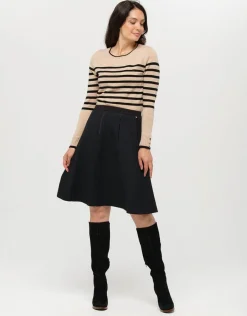Christine Laure Jupes|Robes & Jupes*Jupe noire évasée gaufrée