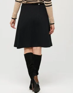 Christine Laure Jupes|Robes & Jupes*Jupe noire évasée gaufrée