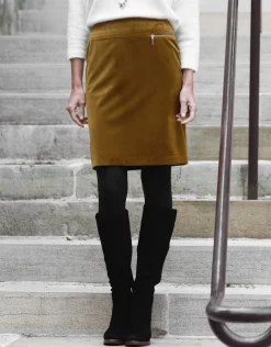 Christine Laure Jupes|Robes & Jupes*Jupe ocre en velours