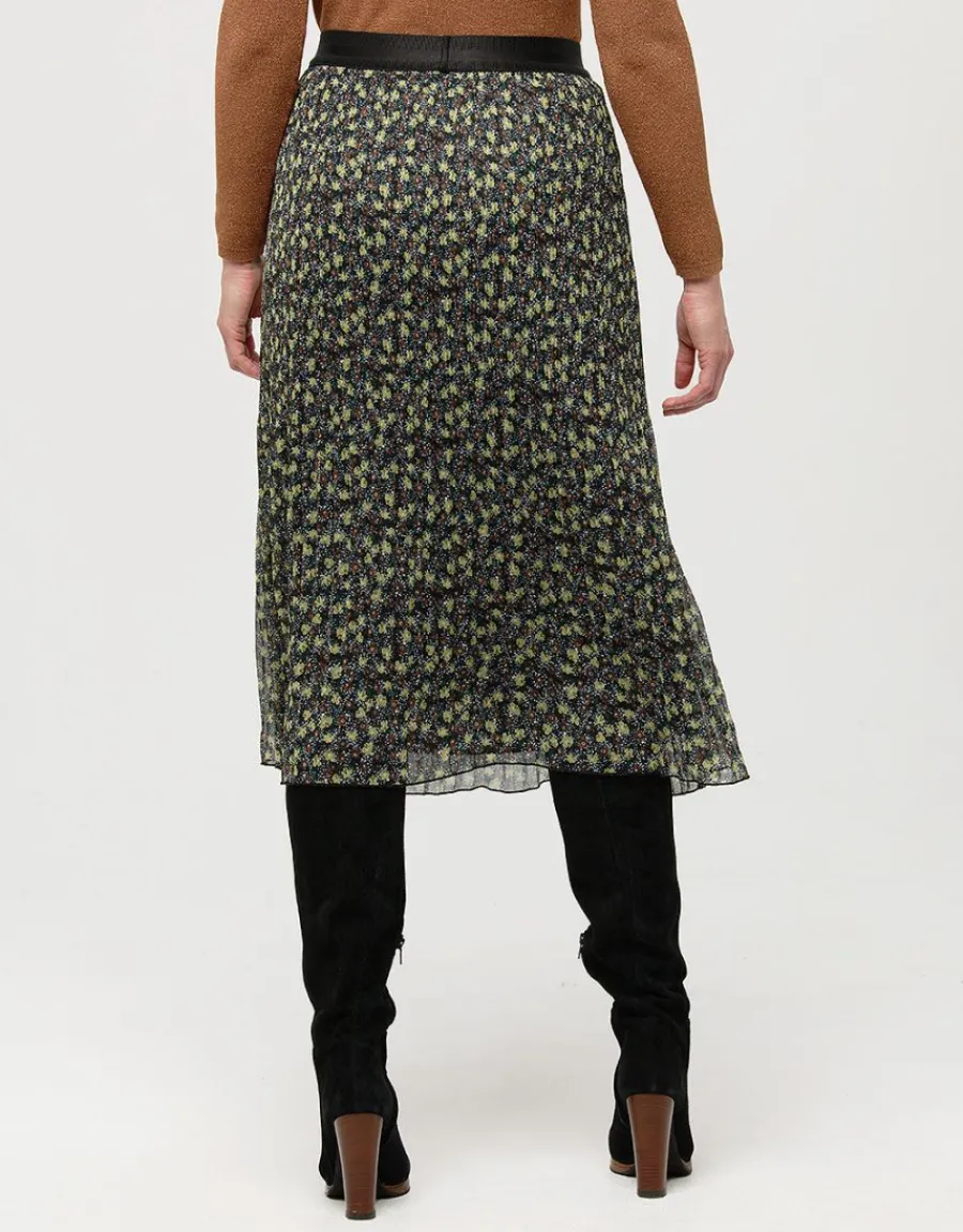 Christine Laure Jupes|Robes & Jupes*Jupe plissée floral kaki