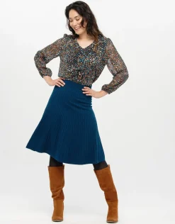 Christine Laure Jupes|Robes & Jupes*Jupe plissée maille bleue