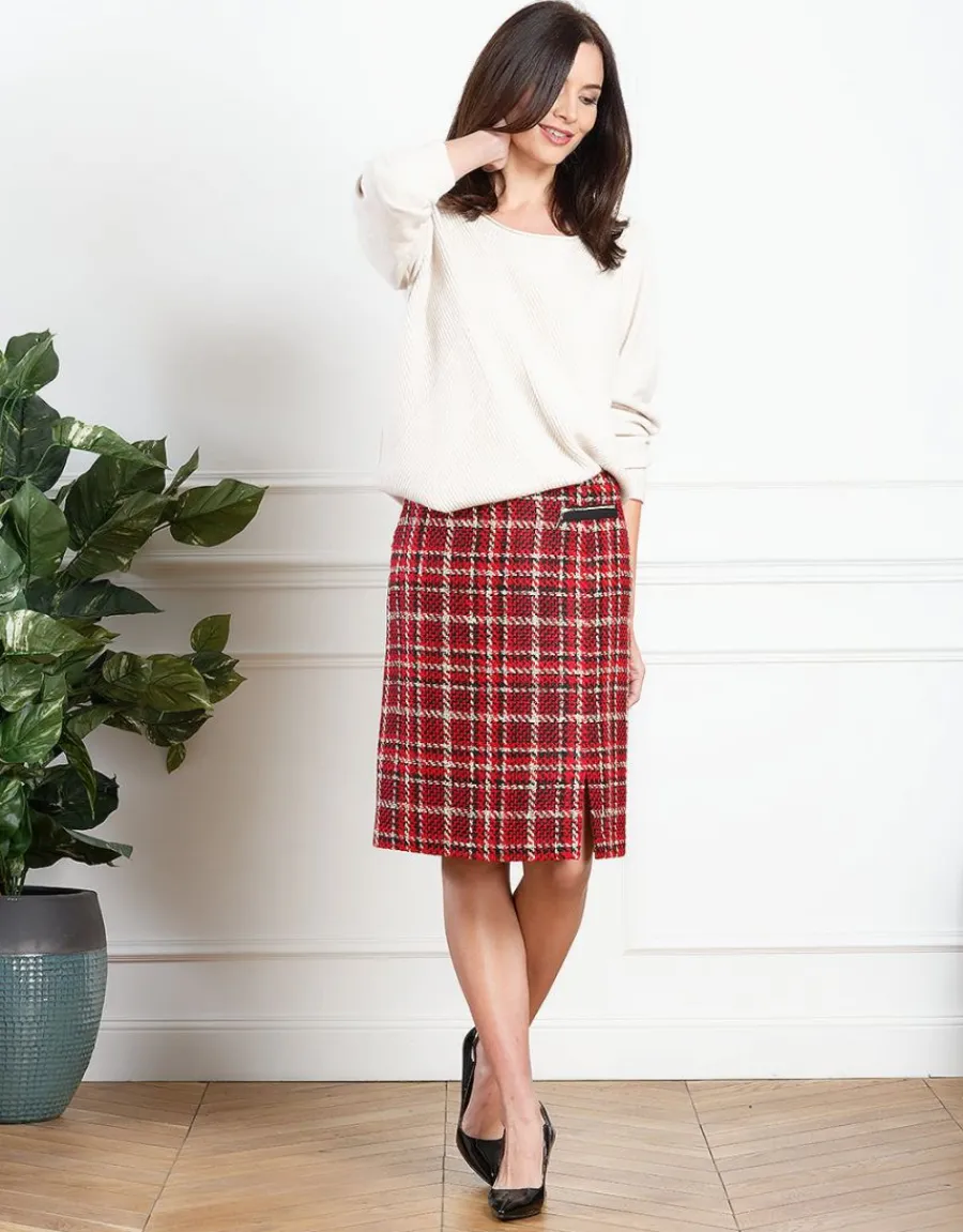 Christine Laure Robes & Jupes|Jupes*Jupe rouge à carreaux