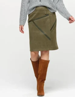 Christine Laure Jupes|Robes & Jupes*Jupe suédine kaki