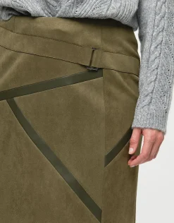 Christine Laure Jupes|Robes & Jupes*Jupe suédine kaki