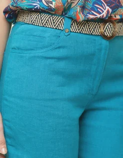 Christine Laure Pantacourts*Pantacourt 100% lin bleu