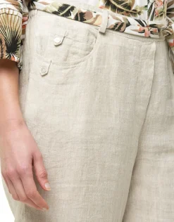 Christine Laure Pantacourts|Pantalons*Pantacourt beige 100% lin