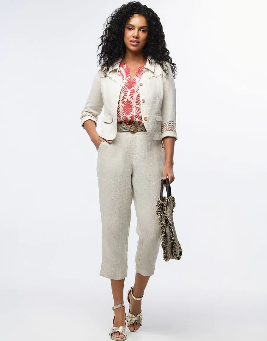 Christine Laure Pantalons|Pantacourts*Pantacourt lin beige