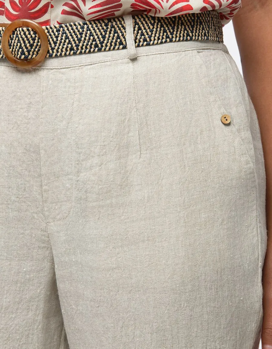 Christine Laure Pantalons|Pantacourts*Pantacourt lin beige