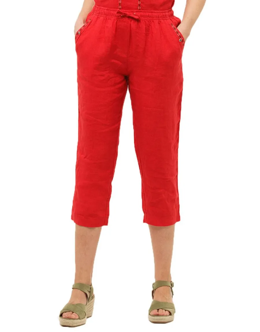 Christine Laure Pantacourts*Pantacourt 100%lin rouge