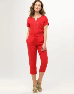 Christine Laure Pantacourts*Pantacourt 100%lin rouge