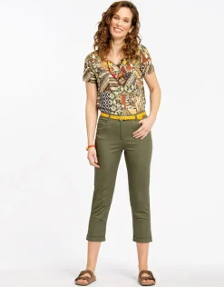 Christine Laure Pantacourts|Pantalons*Pantacourt stretch kaki