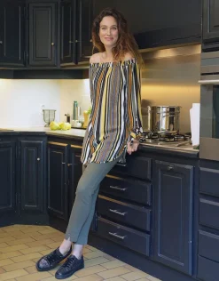 Christine Laure Slims|Pantalons*Pantalon 7/8e coton kaki