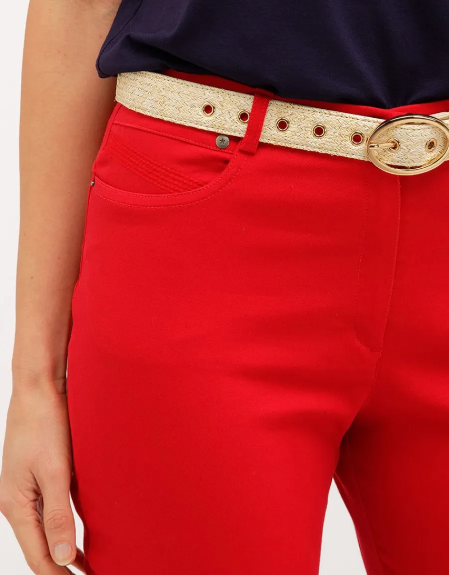 Christine Laure Ajustés|Slims*Pantalon 7/8ème rouge