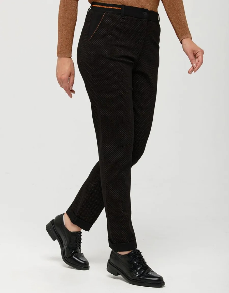 Christine Laure Droits|Pantalons*Pantalon noir motifs 7/8e