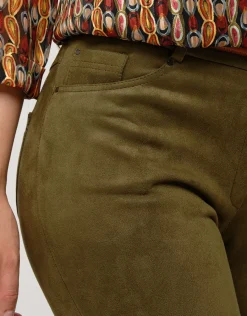 Christine Laure Slims|Pantalons*Pantalon suédine kaki