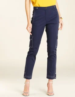 Christine Laure Ajustés|Pantalons*Pantalon treillis bleu