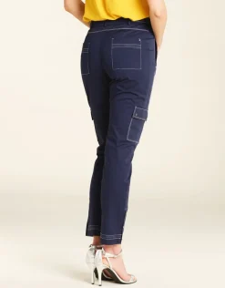 Christine Laure Ajustés|Pantalons*Pantalon treillis bleu