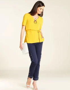 Christine Laure Ajustés|Pantalons*Pantalon treillis bleu