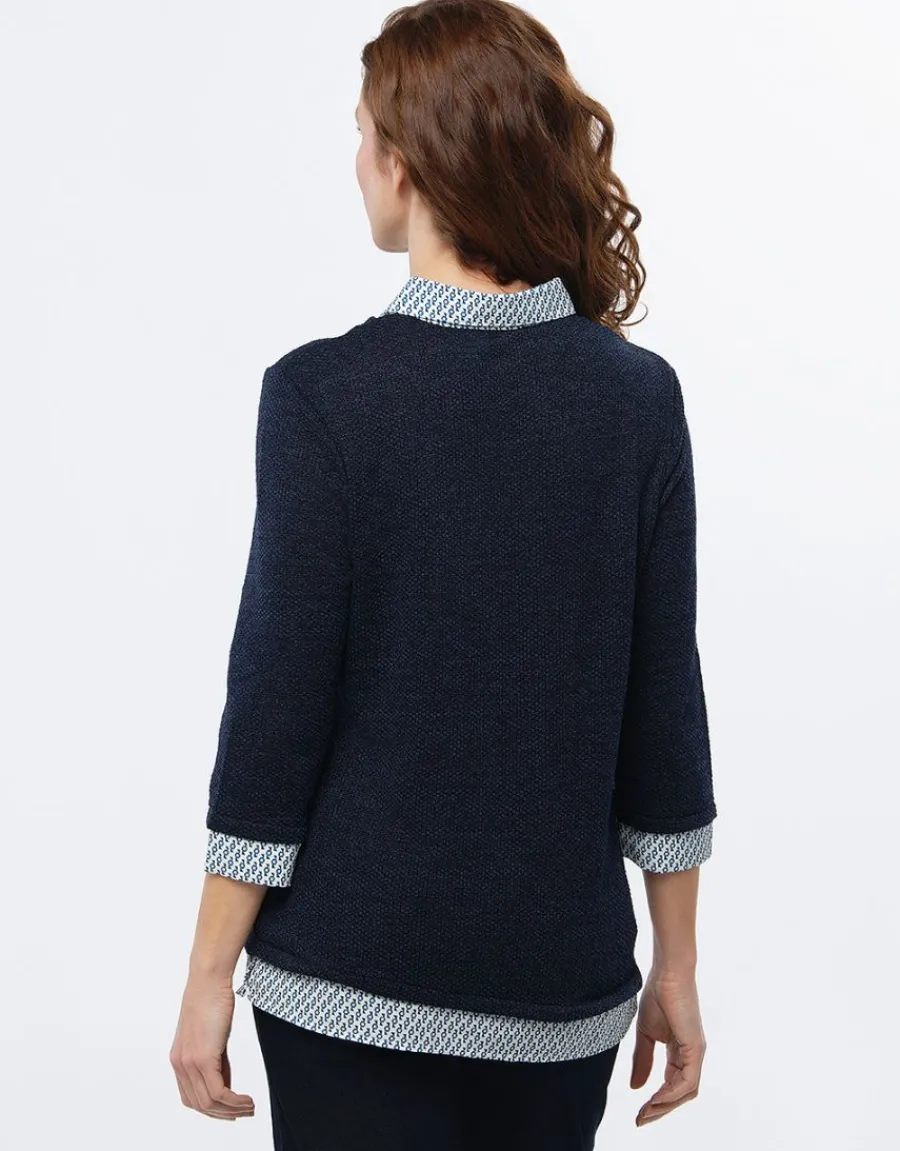 Christine Laure Pulls|Maille*Pull 2 en 1 marine