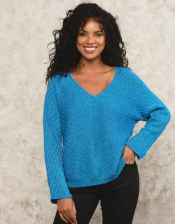 Christine Laure Pulls|Maille*Pull ample bleu métallisé