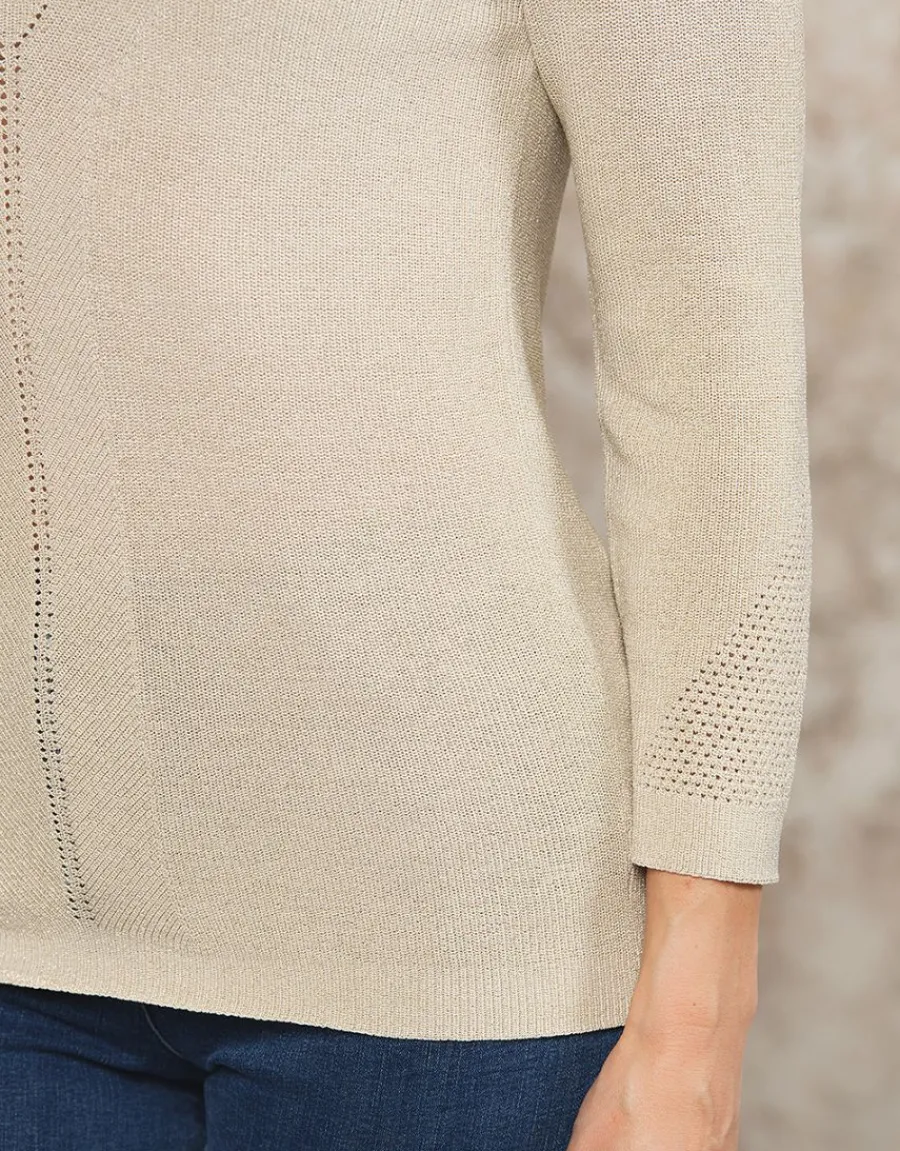 Christine Laure Pulls|Maille*Pull beige maille ajourée