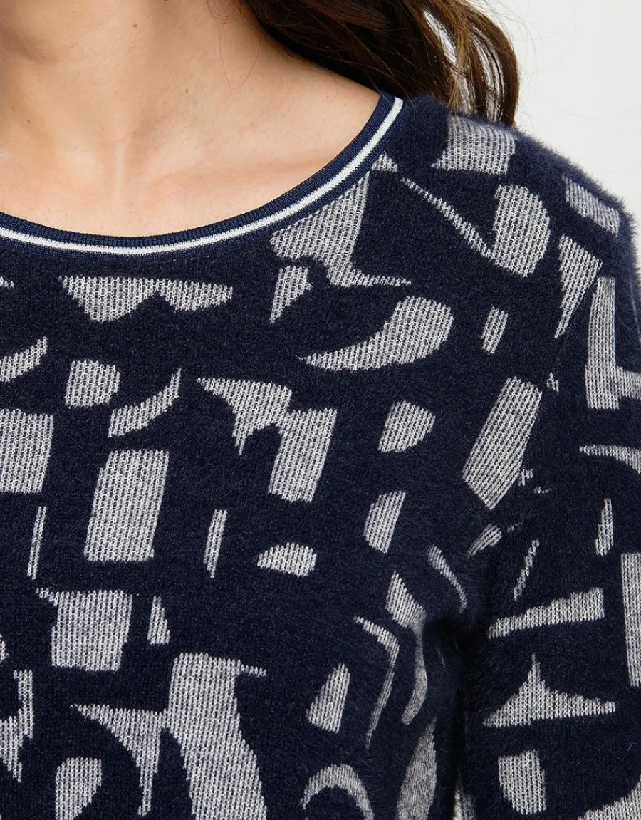 Christine Laure Pulls|Maille*Pull bicolore à motifs