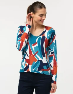 Christine Laure Pulls|Maille*Pull blanc à motifs