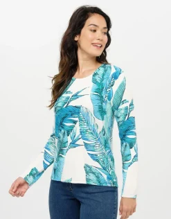 Christine Laure Pulls|Maille*Pull blanc bleu plumes