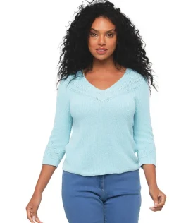 Christine Laure Pulls|Maille*Pull bleu ciel irisé