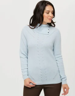 Christine Laure Pulls|Maille*Pull bleu laine cachemire