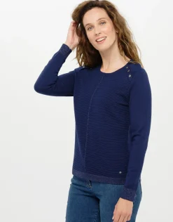 Christine Laure Pulls|Maille*Pull bleu marine rayures